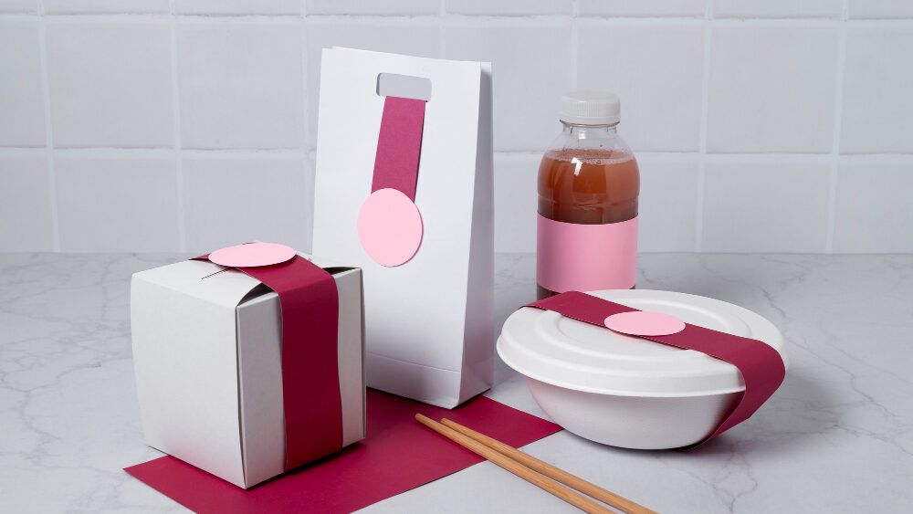 Mockup identitas visual dan kemasan brand produk